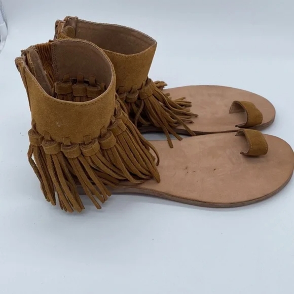 Jeffrey Campbell Borla Tan Suede Fringe Tassel - Picture 6 of 8